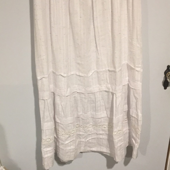 Betsey Johnson Women XL White Speckled Boho Tiered Puff Sleeve Midi Dress - Picture 4 of 8